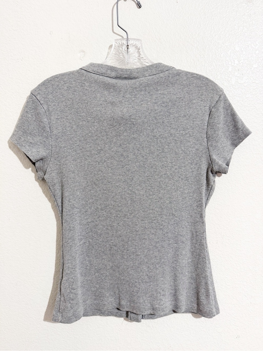Reformation Raelynn Knit Ribbed Button Front Top in Heather Grey - Picture 6 of 11